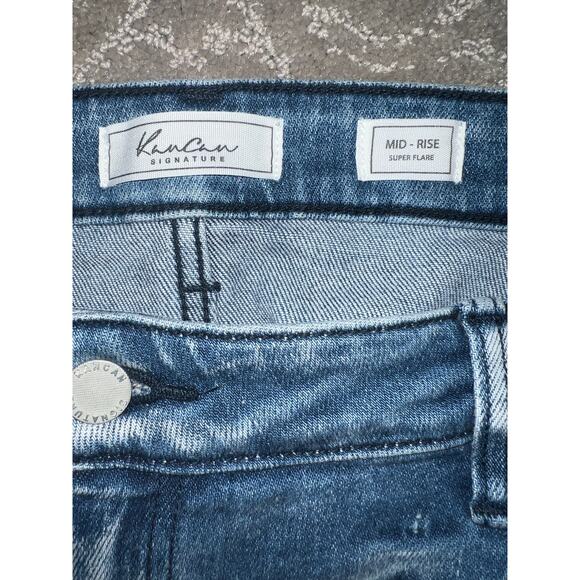 KanCan Maurices Jeans Womens 20 36 Mid Rise Super Flare Fray Raw Hem Shreds Rips - Picture 5 of 8